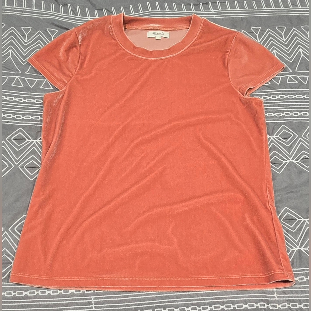 Madewell Velour Crewneck Tshirt Size Small